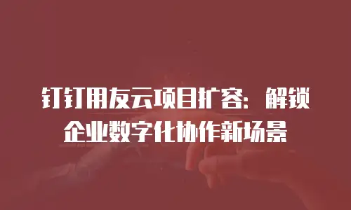 钉钉用友云项目扩容：解锁企业数字化协作新场景