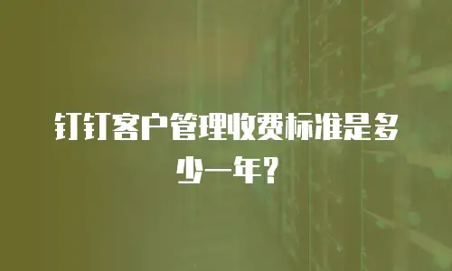 钉钉客户管理收费标准是多少一年？