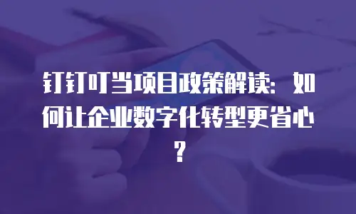 钉钉叮当项目政策解读：如何让企业数字化转型更省心？