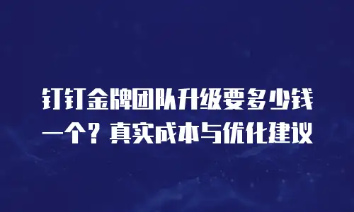 钉钉金牌团队升级要多少钱一个？真实成本与优化建议