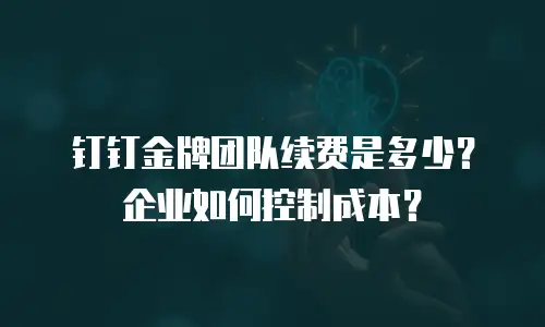 钉钉金牌团队续费是多少？企业如何控制成本？