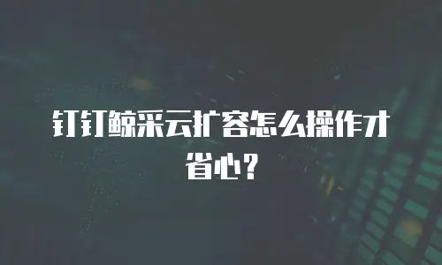 钉钉鲸采云扩容怎么操作才省心？