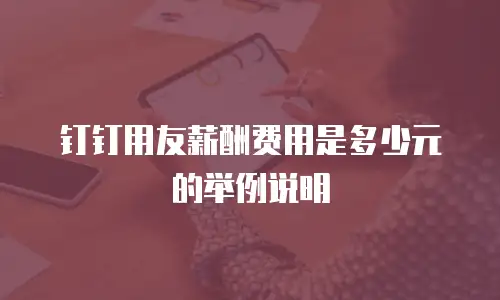 钉钉用友薪酬费用是多少元的举例说明