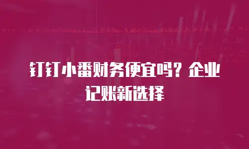 钉钉小番财务便宜吗？企业记账新选择