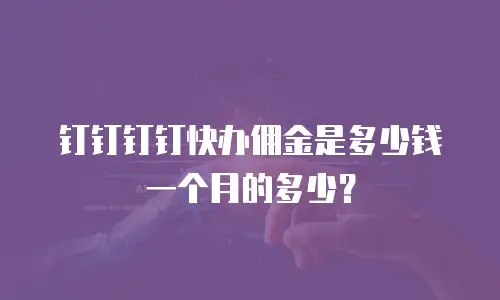 钉钉钉钉快办佣金是多少钱一个月的多少？