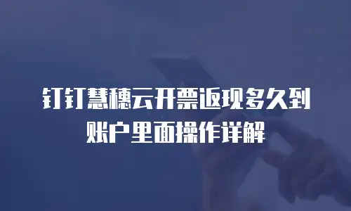 钉钉慧穗云开票返现多久到账户里面操作详解