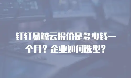 钉钉易鲸云报价是多少钱一个月？企业如何选型？