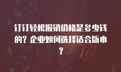 钉钉轻松报销价格是多少钱的？企业如何选择适合版本？