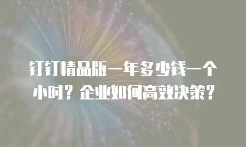 钉钉精品版一年多少钱一个小时？企业如何高效决策？
