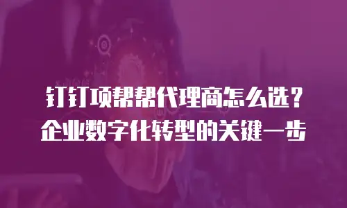 钉钉项帮帮代理商怎么选？企业数字化转型的关键一步
