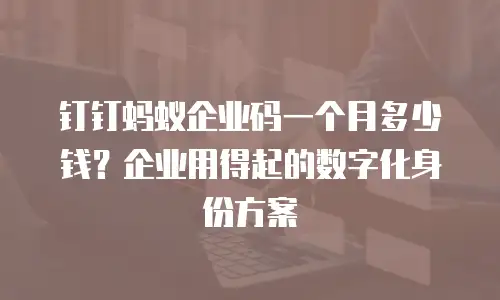 钉钉蚂蚁企业码一个月多少钱？企业用得起的数字化身份方案