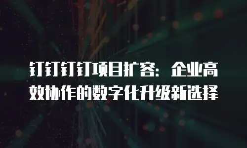 钉钉钉钉项目扩容：企业高效协作的数字化升级新选择