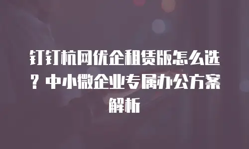 钉钉杭网优企租赁版怎么选？中小微企业专属办公方案解析