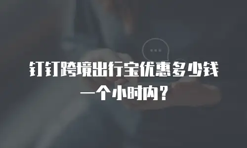 钉钉跨境出行宝优惠多少钱一个小时内？