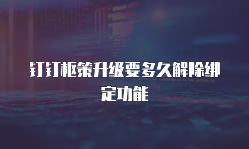 钉钉枢策升级要多久解除绑定功能