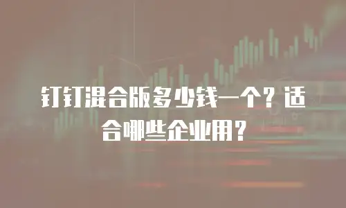 钉钉混合版多少钱一个？适合哪些企业用？