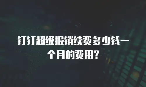 钉钉超级报销续费多少钱一个月的费用？