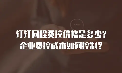 钉钉同程费控价格是多少？企业费控成本如何控制？