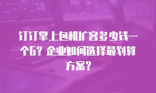 钉钉掌上包机扩容多少钱一个G？企业如何选择最划算方案？