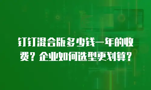 钉钉混合版多少钱一年的收费？企业如何选型更划算？