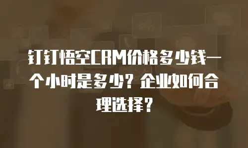 钉钉悟空CRM价格多少钱一个小时是多少？企业如何合理选择？