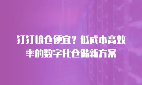 钉钉粮仓便宜？低成本高效率的数字化仓储新方案