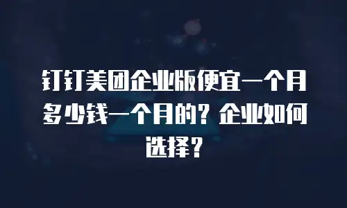 钉钉美团企业版便宜一个月多少钱一个月的？企业如何选择？