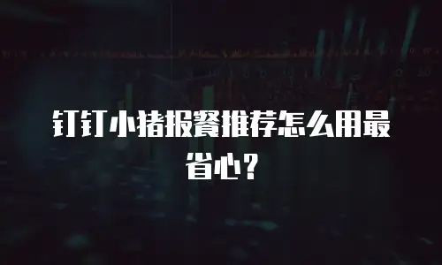 钉钉小猪报餐推荐怎么用最省心？