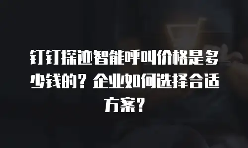 钉钉探迹智能呼叫价格是多少钱的？企业如何选择合适方案？