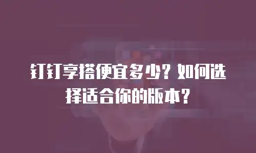 钉钉享搭便宜多少？如何选择适合你的版本？