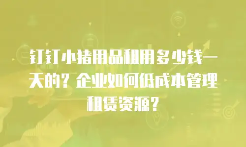 钉钉小猪用品租用多少钱一天的？企业如何低成本管理租赁资源？