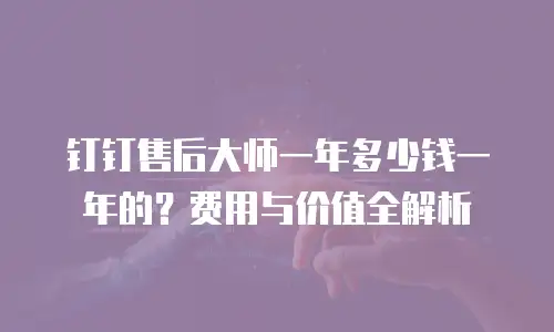 钉钉售后大师一年多少钱一年的？费用与价值全解析