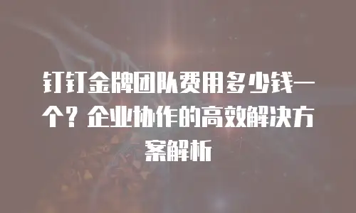 钉钉金牌团队费用多少钱一个？企业协作的高效解决方案解析