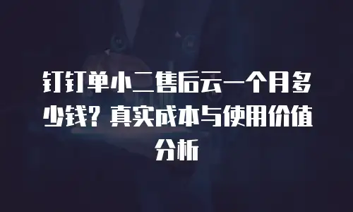 钉钉单小二售后云一个月多少钱？真实成本与使用价值分析