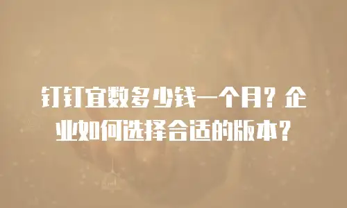 钉钉宜数多少钱一个月？企业如何选择合适的版本？
