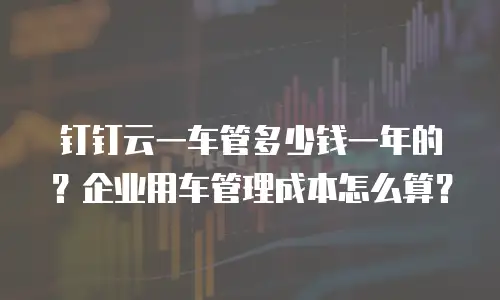钉钉云一车管多少钱一年的？企业用车管理成本怎么算？