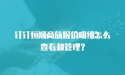 钉钉恒顺商旅报价明细怎么查看和管理？