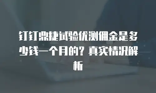 钉钉鼎捷试验优测佣金是多少钱一个月的？真实情况解析