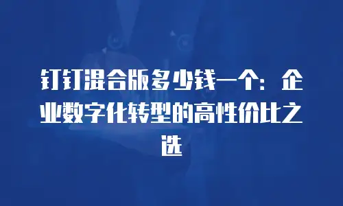 钉钉混合版多少钱一个：企业数字化转型的高性价比之选