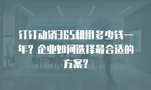 钉钉动销365租用多少钱一年？企业如何选择最合适的方案？