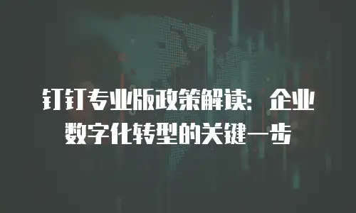 钉钉专业版政策解读：企业数字化转型的关键一步