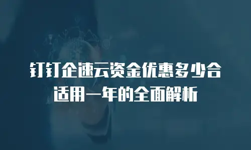 钉钉企速云资金优惠多少合适用一年的全面解析