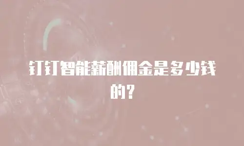 钉钉智能薪酬佣金是多少钱的？