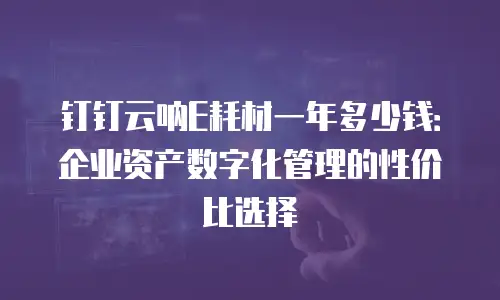 钉钉云呐E耗材一年多少钱：企业资产数字化管理的性价比选择