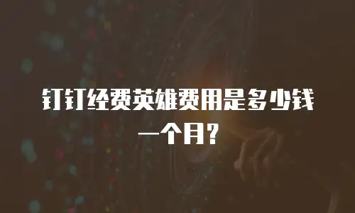钉钉经费英雄费用是多少钱一个月？