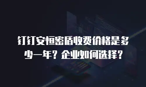 钉钉安恒密盾收费价格是多少一年？企业如何选择？