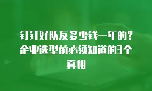 钉钉好队友多少钱一年的？企业选型前必须知道的3个真相