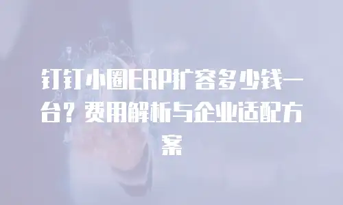 钉钉小圈ERP扩容多少钱一台？费用解析与企业适配方案
