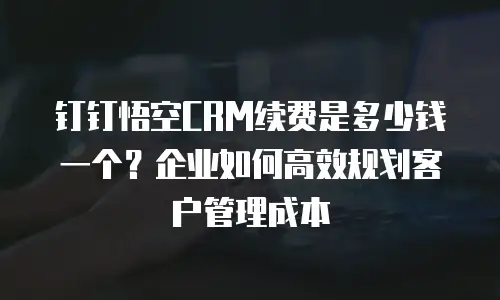钉钉悟空CRM续费是多少钱一个？企业如何高效规划客户管理成本