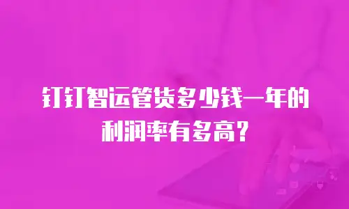 钉钉智运管货多少钱一年的利润率有多高？